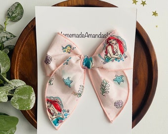 Mermaid fable Bow, fable bow, Watercolors bow, fabric bow. bow, headband, princess bow, vacation bow