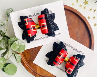 Santa Claus Buckle Bow| Christmas Bow| Bow Gift| Baby Bows| Hair Clips| Stocking Stuffers| My First Christmas Bow|