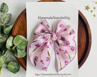 Tulip Floral Fable| Spring Floral Fable| medium  Fable| Coquette Bow| Easter Bow| Delicate Bows