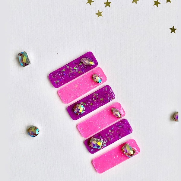 Resin Bar Clip| Glitzy Gem Resin| Gem Resin Hair Clips| Hair Accessories Glitter Resin Clip| Clippies| Gifts for Girls| Valentines Day Clip