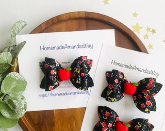 Back To School Bow, School Supplies Bow, Pencil Bow, Apple bow, First day of school bow, hair accessories, school girl bow, headbands
