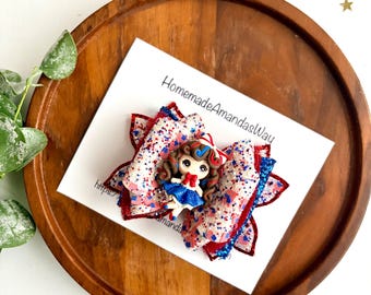 4th of July Bow, Independence Day bow , 250 bow, USA Bow, American Flag Bow, patriotic bow, big bows, red white and blue bow, flag bows