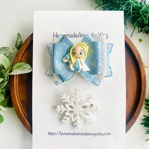 Frozen Bow, Elsa Bow, icy sisters, theme park bow, toddler bow, big glitter bows, princess bow,  birthday party bow, Disney inspo, girl bows