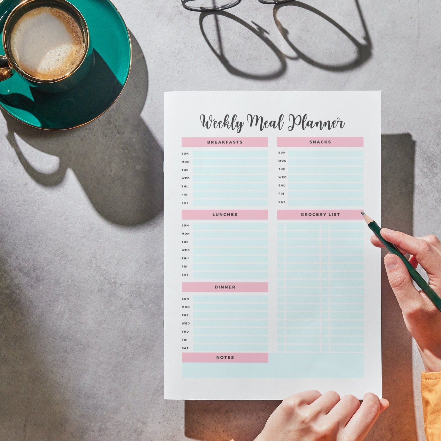 Printable weekly meal planning sheet pdf instant digital etsy