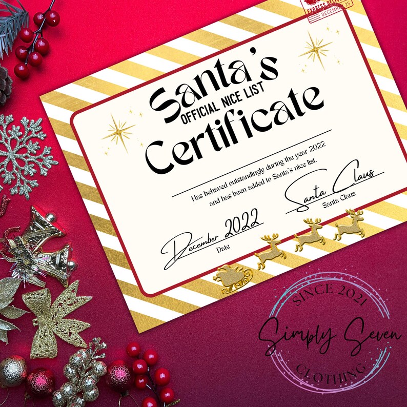 Printable Nice List Certificate From Santa Fillable PDF Nice List ...