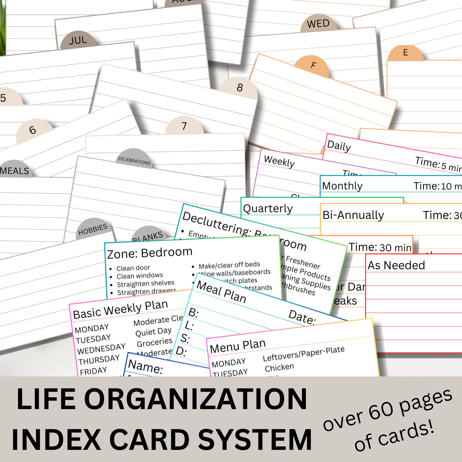 Printable Life Organization Index Card System PDF Life Etsy
