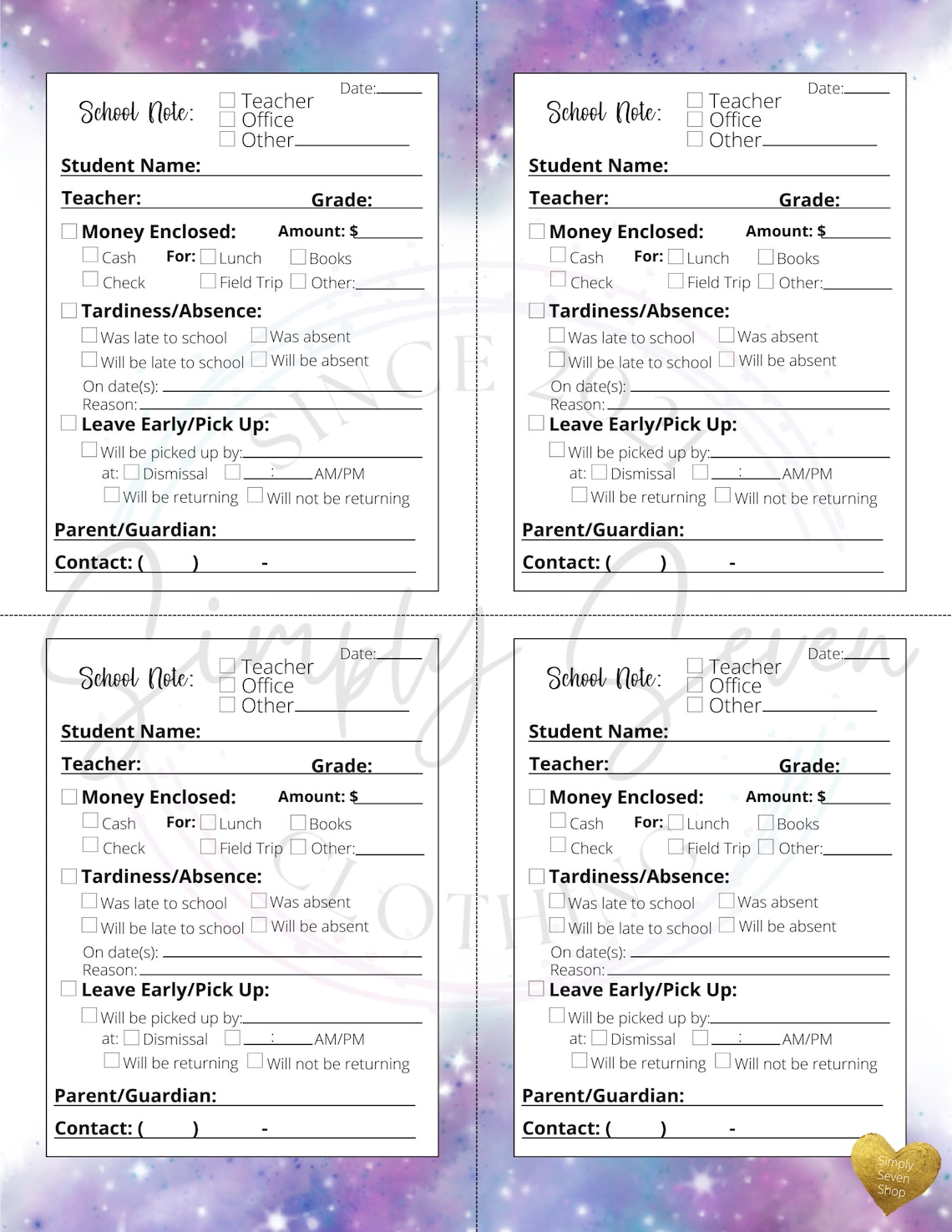 Printable School Notes School Notes Notes for Teacher - Etsy