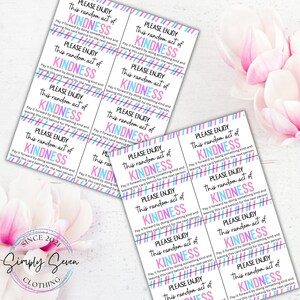 Printable Random Acts of Kindness Cards RAOK Tags Random Acts of ...