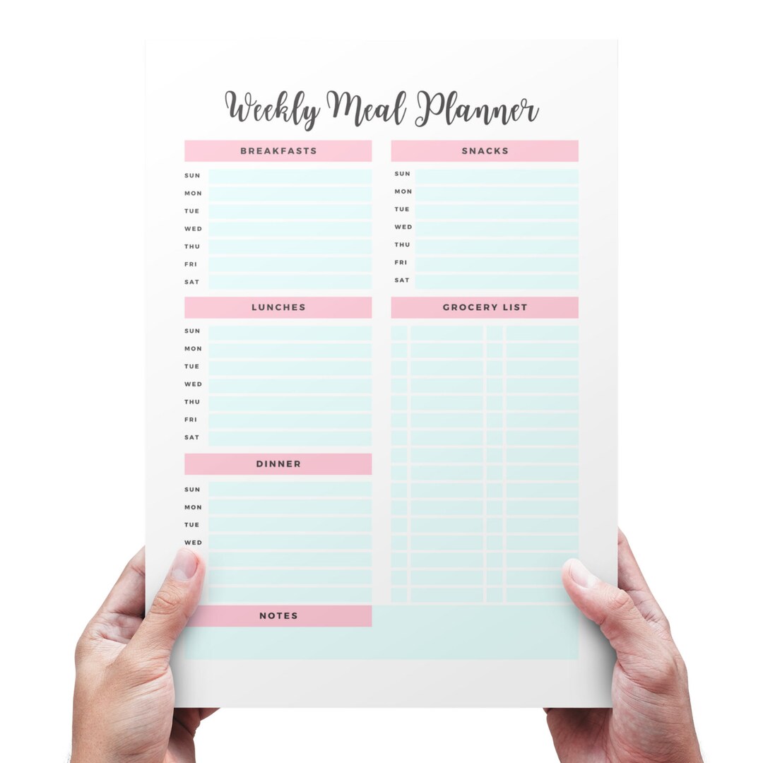 Printable Weekly Meal Planning Sheet PDF Instant Digital Download Meal ...