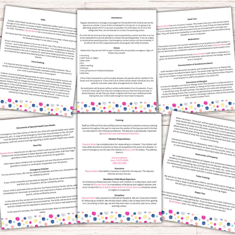 Daycare Policy Printable Editable Canva Template Digital Download ...