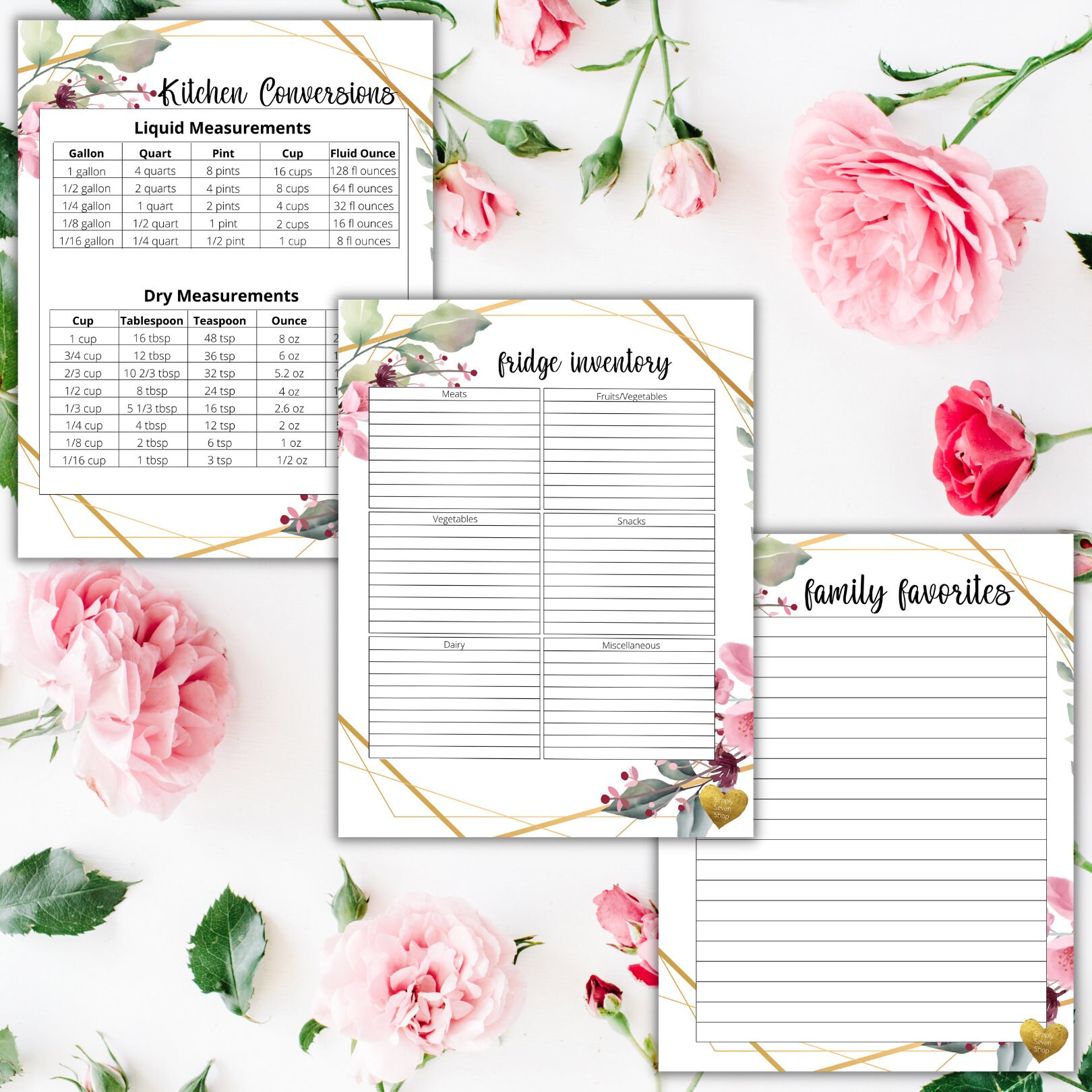 Printable Floral Meal Planning Kit PDF Download Meal - Etsy