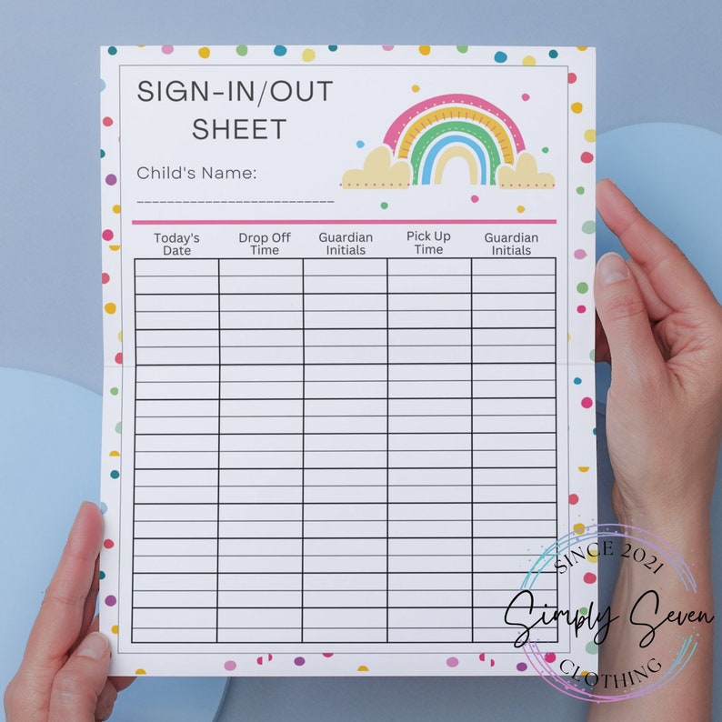 Printable Daycare Sign in Sheet Instant Download Sign in Sheet Daycare Printable Daycare Sign in Sheet Instant Download Sign in Sheet Daycare