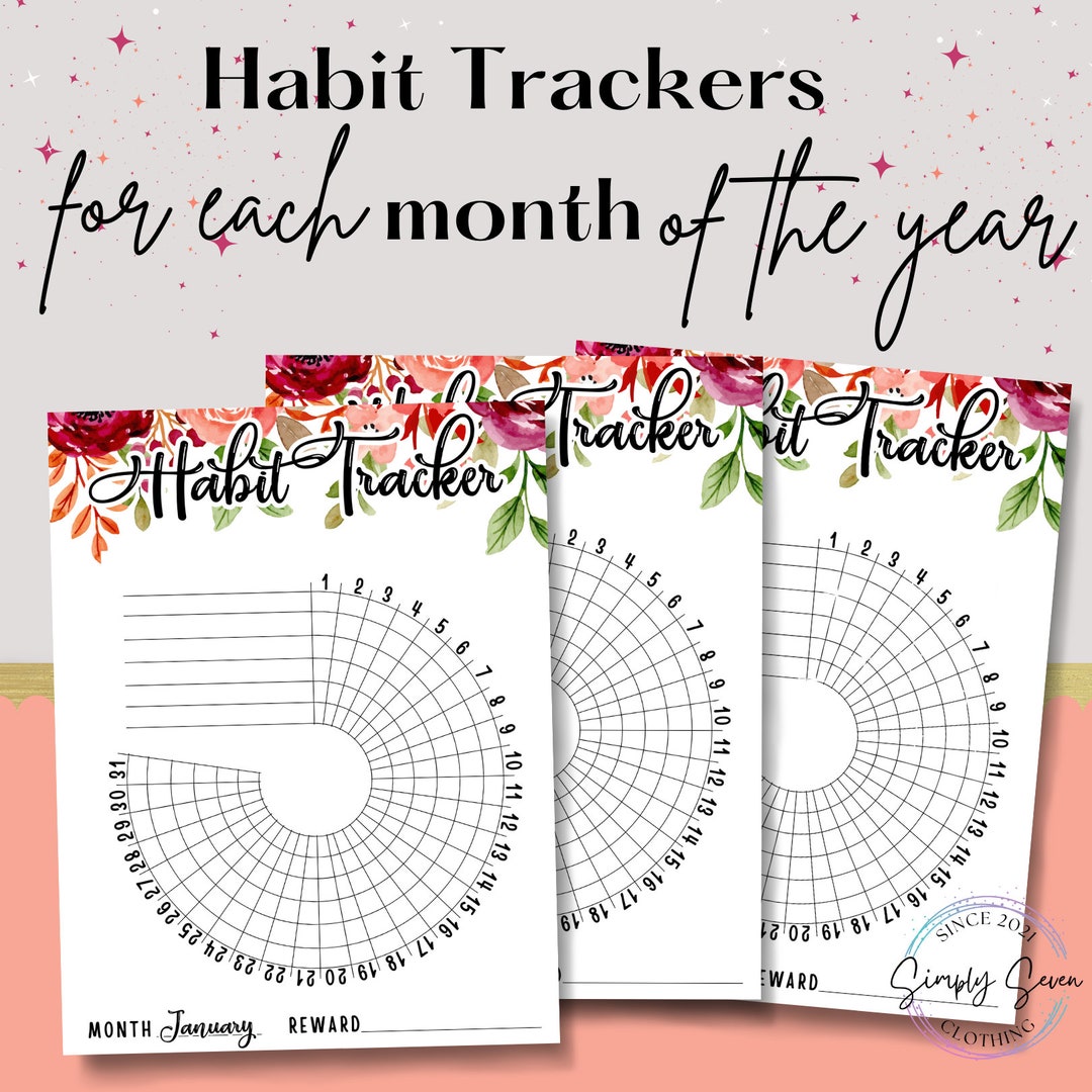 Letter Size Floral Monthly Habit Tracker Habit Tracker Planner Habit