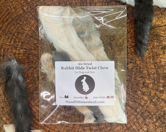 6 Twisted Rabbit Hide Dog Chews: All Natural, One Ingredient