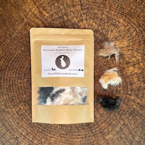 SECONDS Natural Rabbit Hide Dog Treats: Single Ingredient, Dehydrated (Large - 2oz)