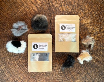 Rabbit Hide Pet Treats Sample: Natural Furry Dog & Cat Chews