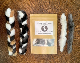 Rabbit Hide Dog Treats Sampler: Natural Chews, One Ingredient