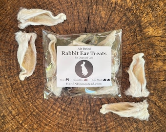 Dehydrated Rabbit Ear Dog Treats - 10 Pack: Natural, One Ingredient Treats