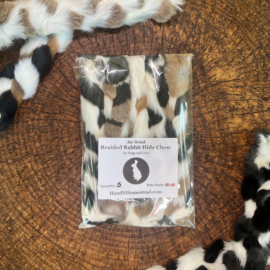 Braided Rabbit Hide Chews: Natural Dog Dental Chew (5 Pack) - Etsy