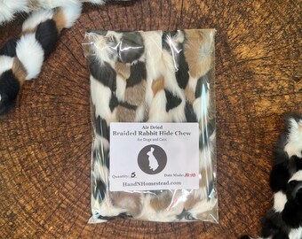 Braided Rabbit Hide Chews: Natural Dog Dental Chew (5 Pack)