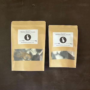 Rabbit Hide Dog Treats - Large (2oz) | Natural Treats | Dehydrated Hide | One Ingredient Treats | No Preservatives | Natural Dog Chews |