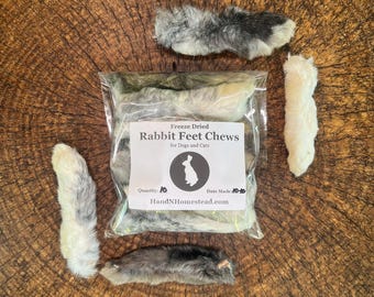 10 Pack Freeze Dried Rabbit Back Feet: Natural Dog Treats
