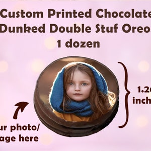 Custom Printed Chocolate Dunked Double Stuf Oreos - 1 dozen, Oreo cookies, Custom oreo, custom cookies, photo cookies, logo cookies