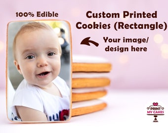 Custom Photo Printed Cookies, Rectangle Iced Shortbread, 24 Pieces