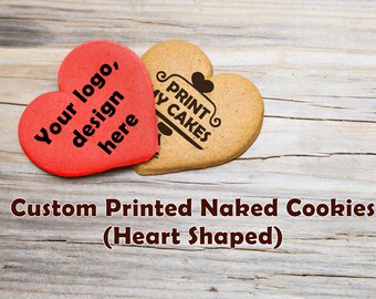 Custom Printed Heart Cookies, Logo Cookies, Party Favors (24 Pieces)