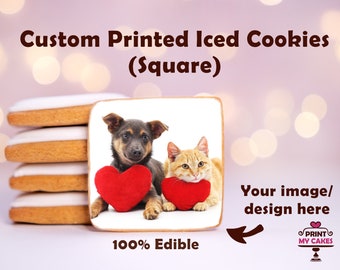 Custom Photo Cookies, Printed Square Cookies, Party Favors (24 Pieces)