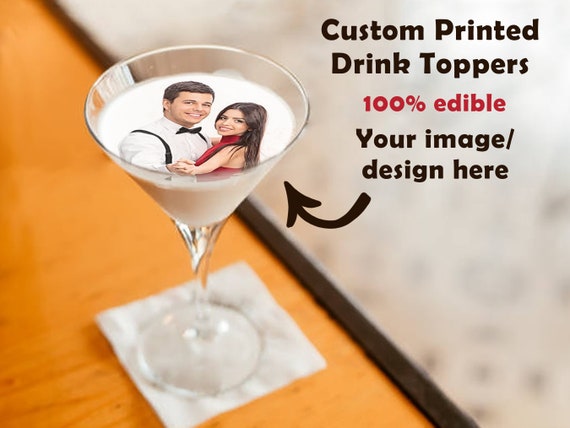 Custom Edible Drink Toppers frosting Sheets With Your Photo / Logo / Text 