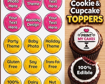 Custom Edible Cookie & Cupcake Toppers | Frosting/Icing Sheets | Personalized Party Decorations an Edible Logo Images