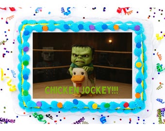 Chicken Jockey Edible Icing Cookie / Cupcake / Cake Toppers – Pre-Cut & Ready to Use