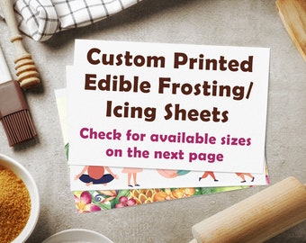 Custom Edible Frosting/ Icing Sheets, photo cake topper, cupcake, cookies toppers, logo topper