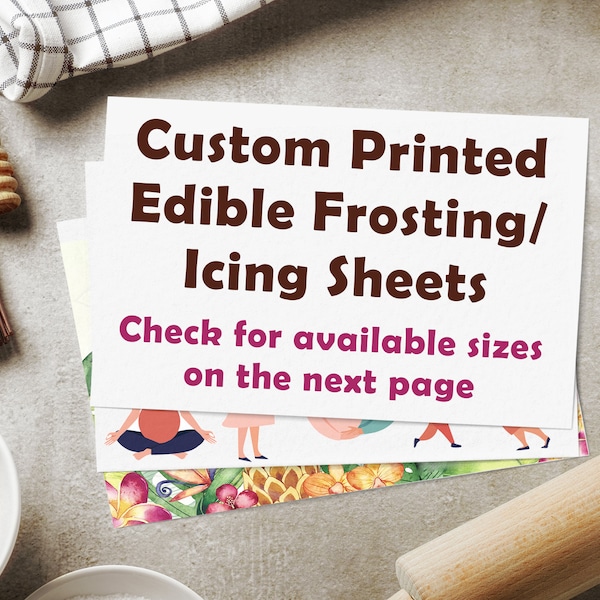 Custom Edible Frosting/ Icing Sheets, photo cake topper, cupcake, cookies toppers, logo topper