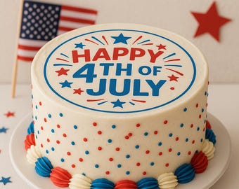 4th of July Edible Icing Cupcake Toppers – Pre-Cut Patriotic Designs