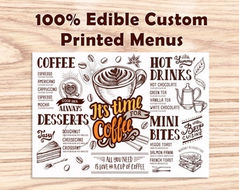 Custom Edible Wafer Menu, Printed Party Menu (24 Pieces)