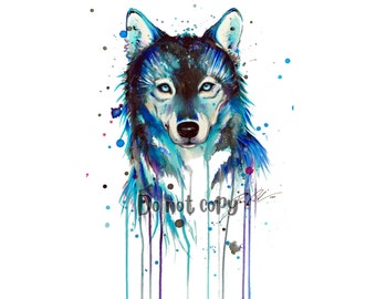 Colorful wolf 2 sublimation png digital download