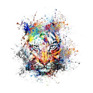 Colorful tiger sublimation png digital download