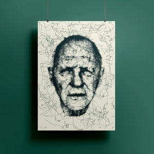 Sir Anthony Hopkins Portrait (Giclée Fine Art Print, 300GSM, Acid-Free) Minimal, Line Drawing (Unframed)