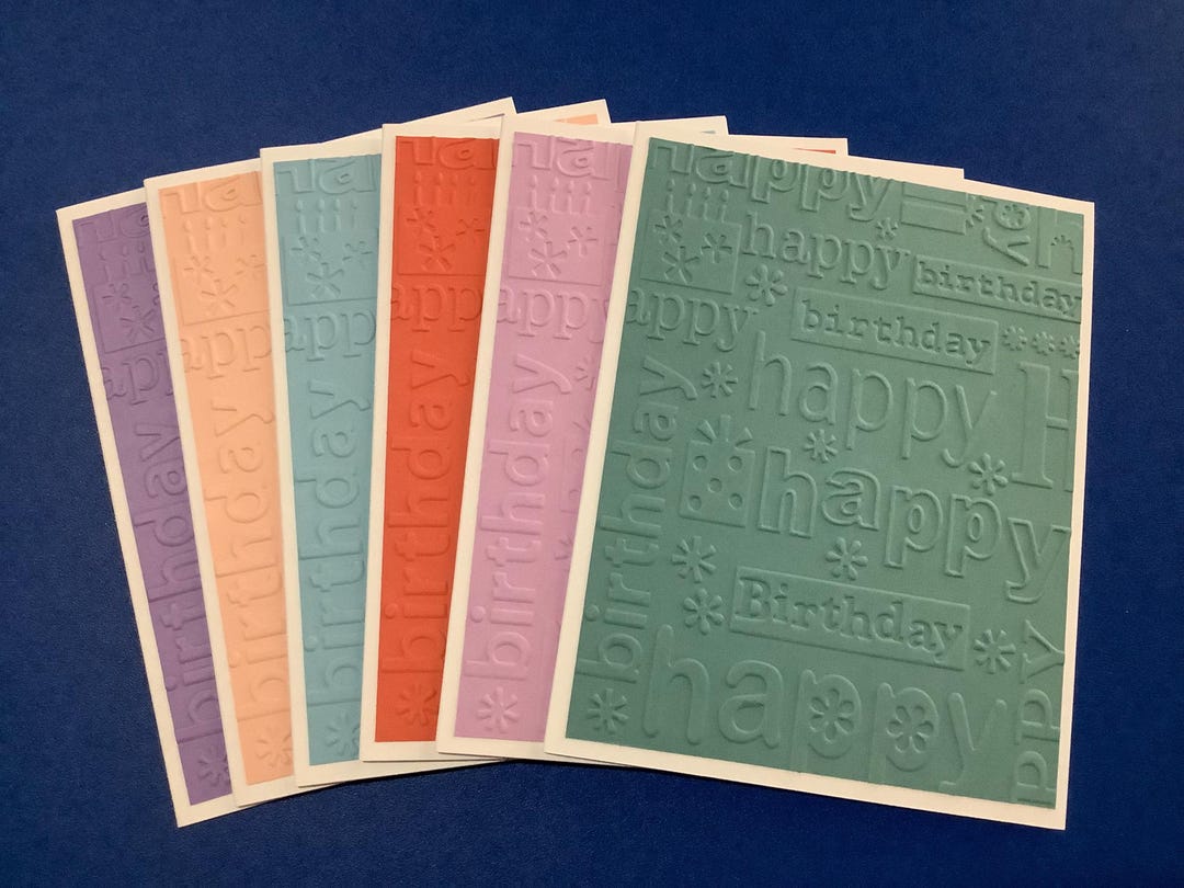 Handmade Embossed Happy Birthday Cards - Pack of 6 - Etsy