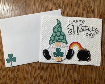 Handmade St. Patrick's Day Gnome Card with Envelope