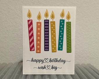 Handmade Happy Birthday Card: Candles & Envelope