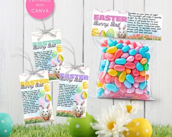 Adorno para bolsa de cebo de conejito, etiqueta para galletas con cebo de conejito, etiqueta imprimible con cebo de conejito, etiqueta de Pascua imprimible, adorno para bolsa de golosinas de Pascua imprimible