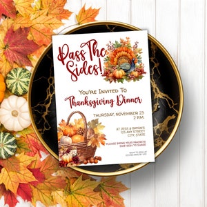 Thanksgiving Dinner Invitation Template, Thanksgiving Dinner Invites Printable, Invitation to Thanksgiving Dinner, Friendsgiving Invitation