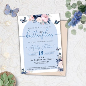 Lifetime of Butterflies-Einladung, Lifetime of Butterflies-Brautpartyeinladungen, Schmetterlings-Brautpartyeinladungen, Wildblumen-Einladung