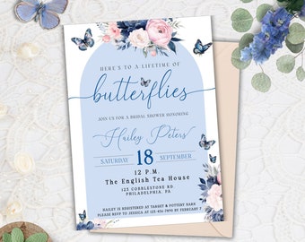 Lifetime of Butterflies Invitation, Lifetime of Butterflies Bridal Shower, butterfly themed bridal shower invitations, Wildflower Invitation
