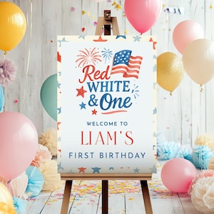 One All American Boy Welcome Sign, One All American Boy Bundle, All American Boy 1st Birthday, Fourth Of July First Birthday Invite Bundle
