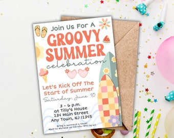 Schulen für die Sommerparty einladen, Grad Pool Party Einladung, Schule Sommer Einladung, Ende des Jahres Sommerparty einladen