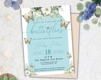 Lifetime of Butterflies Shower Invite, Lifetime of Butterflies Invitation, butterfly themed bridal shower invitations, Wildflower Invitation